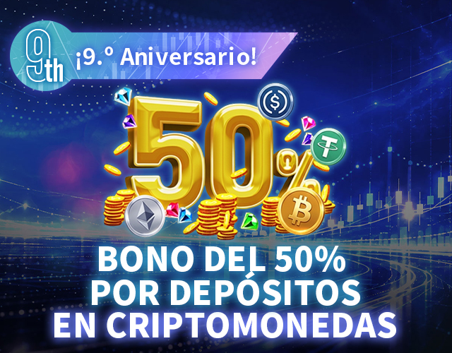 Bono del 50% por depósito en criptomonedas