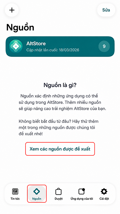 Hiển thị nguồn đề xuất ở tab Nguồn