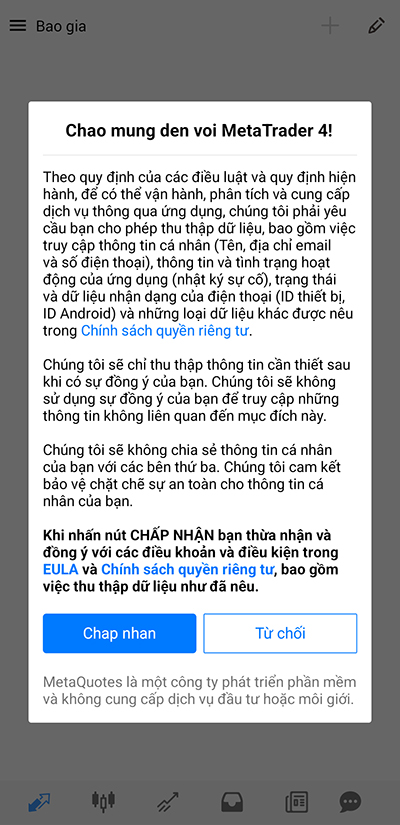 Màn hình chấp nhận