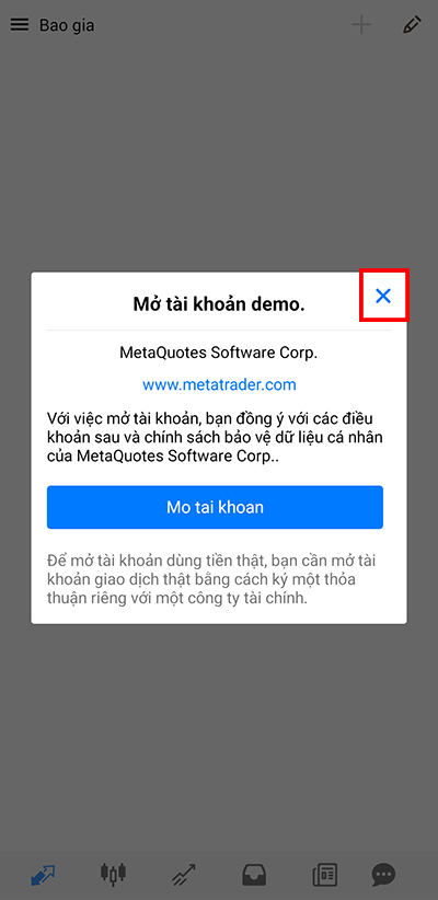 Xác nhận tài khoản demo