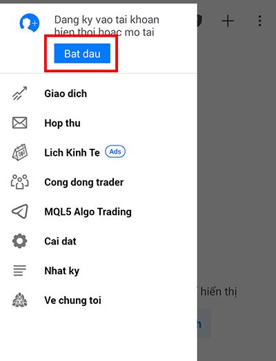 Chuyển đến trang cài đặt tài khoản