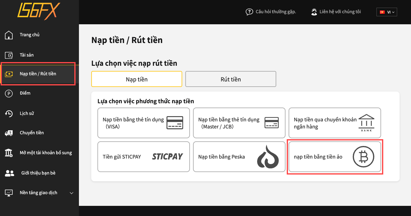 Nạp tiền điện tử vào IS6FX