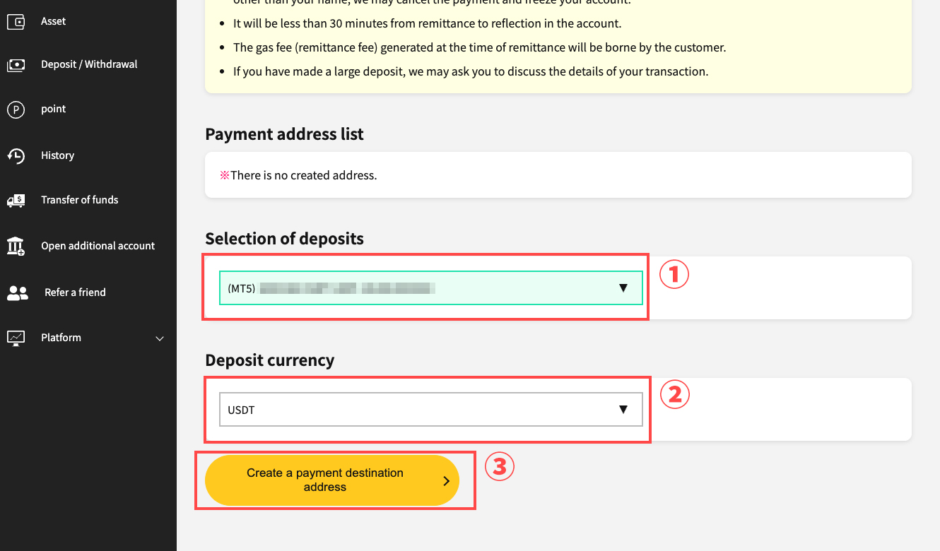 Generating deposit address