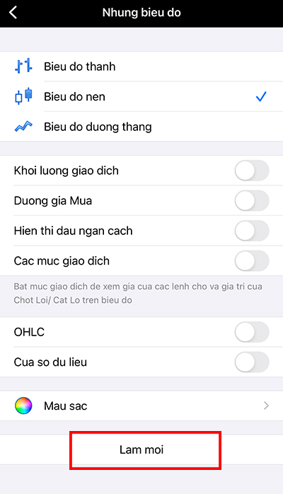 Cập nhật cài đặt