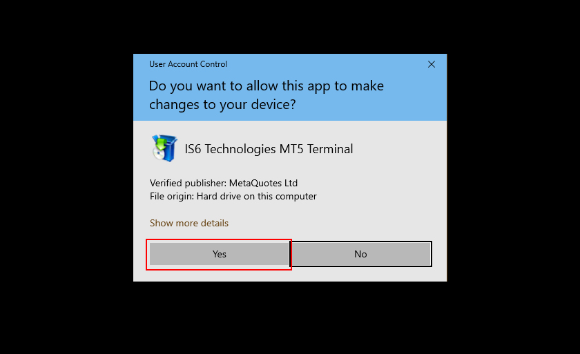 MT5 Installation Confirmation Alert 1
