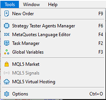 Tools Menu Items