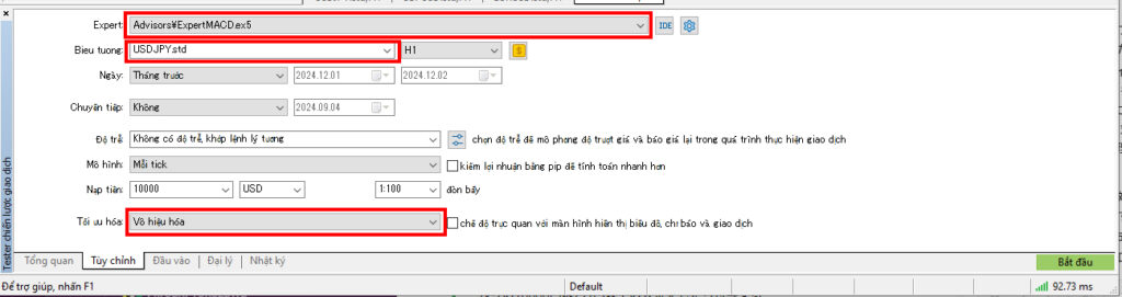 Cài đặt kiểm tra