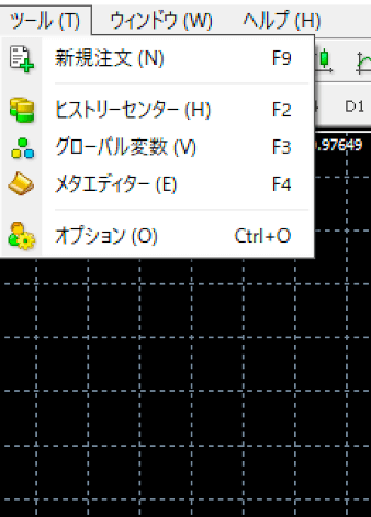 ツールメニューの項目