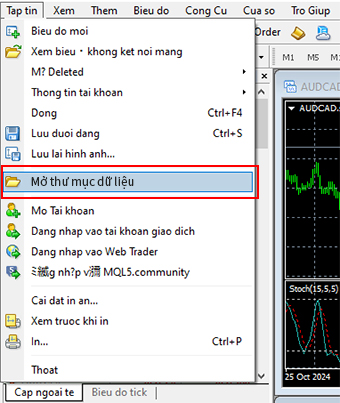 Mở thư mục dữ liệu