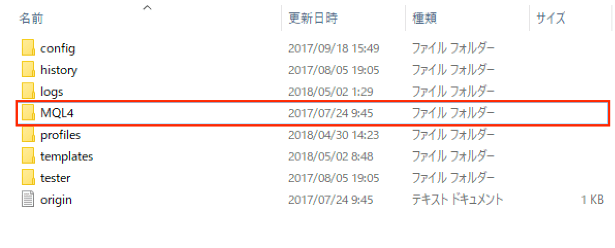 MQL4フォルダを選択