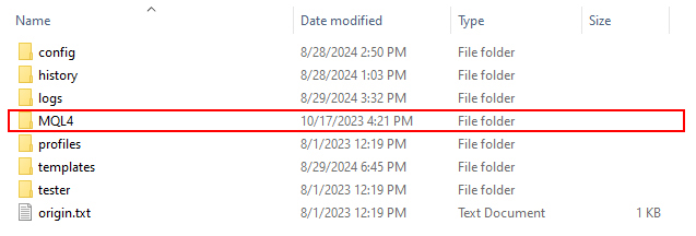 Selecting the MQL4 Folder