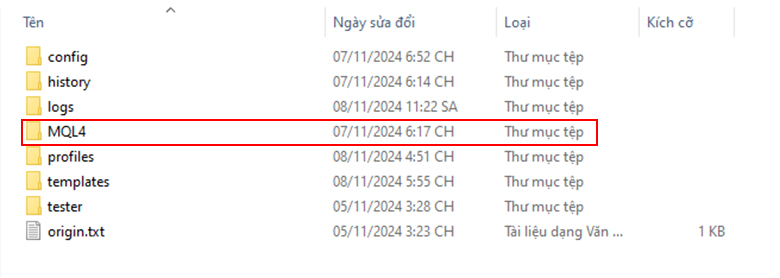 Chọn thư mục MQL4